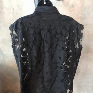 Elizabeth & James Black Lace Button-Up Blouse